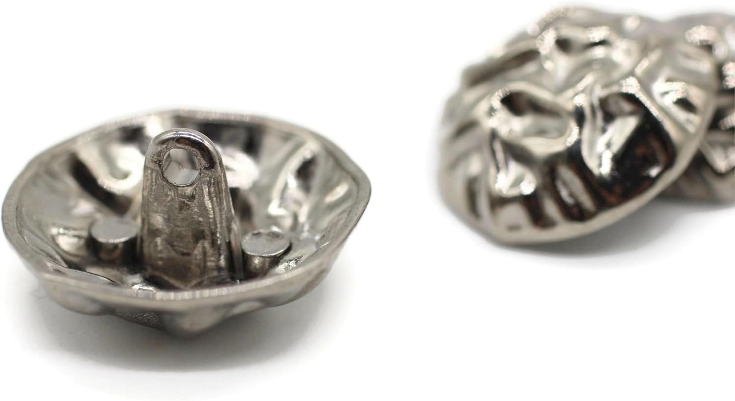 Wrinkle Black Metal Shank Buttons - 12 Pcs - 3 Size Options - Luxury Wrinkle Round Wave Metal Shank Buttons for Men Women Blazer Coat Uniform Shirt Suit and Jacket Sewing Craft DIY N2703