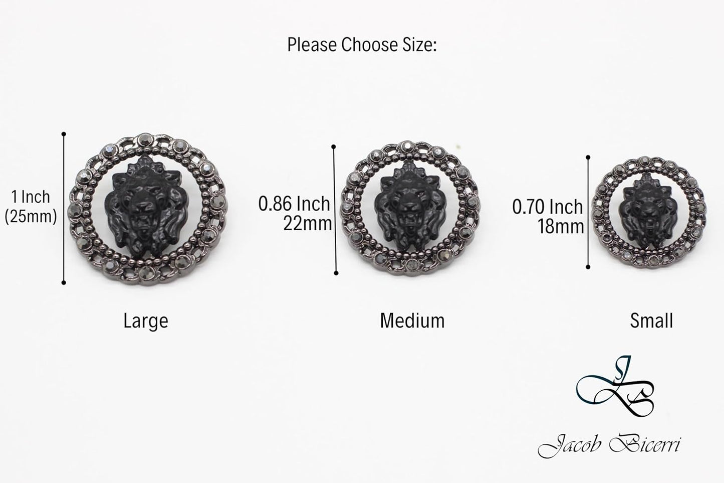 Luxury Rhinestone Metal Shank Buttons - 12 Pcs - 3 Size Options - Luxury Rhinestone Lion Metal Shank Buttons for Men Women Blazer Coat Uniform Shirt Suit and Jacket Sewing Craft DIY LR4240…