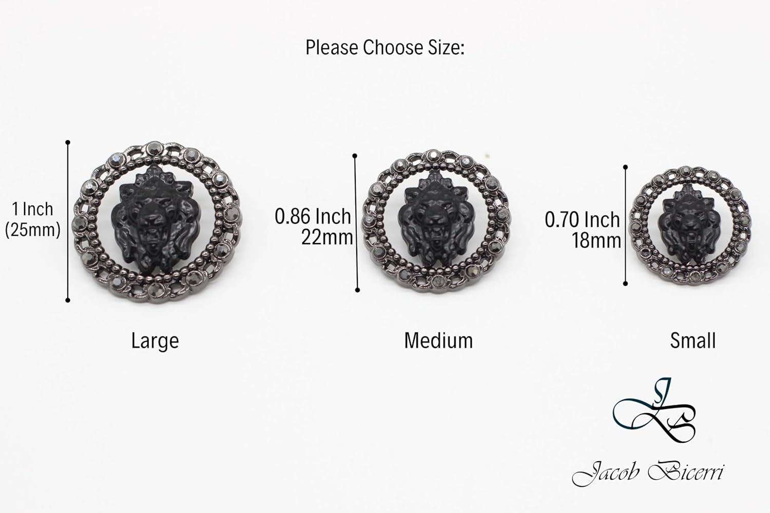 Luxury Rhinestone Metal Shank Buttons - 12 Pcs - 3 Size Options - Luxury Rhinestone Lion Metal Shank Buttons for Men Women Blazer Coat Uniform Shirt Suit and Jacket Sewing Craft DIY LR4240…