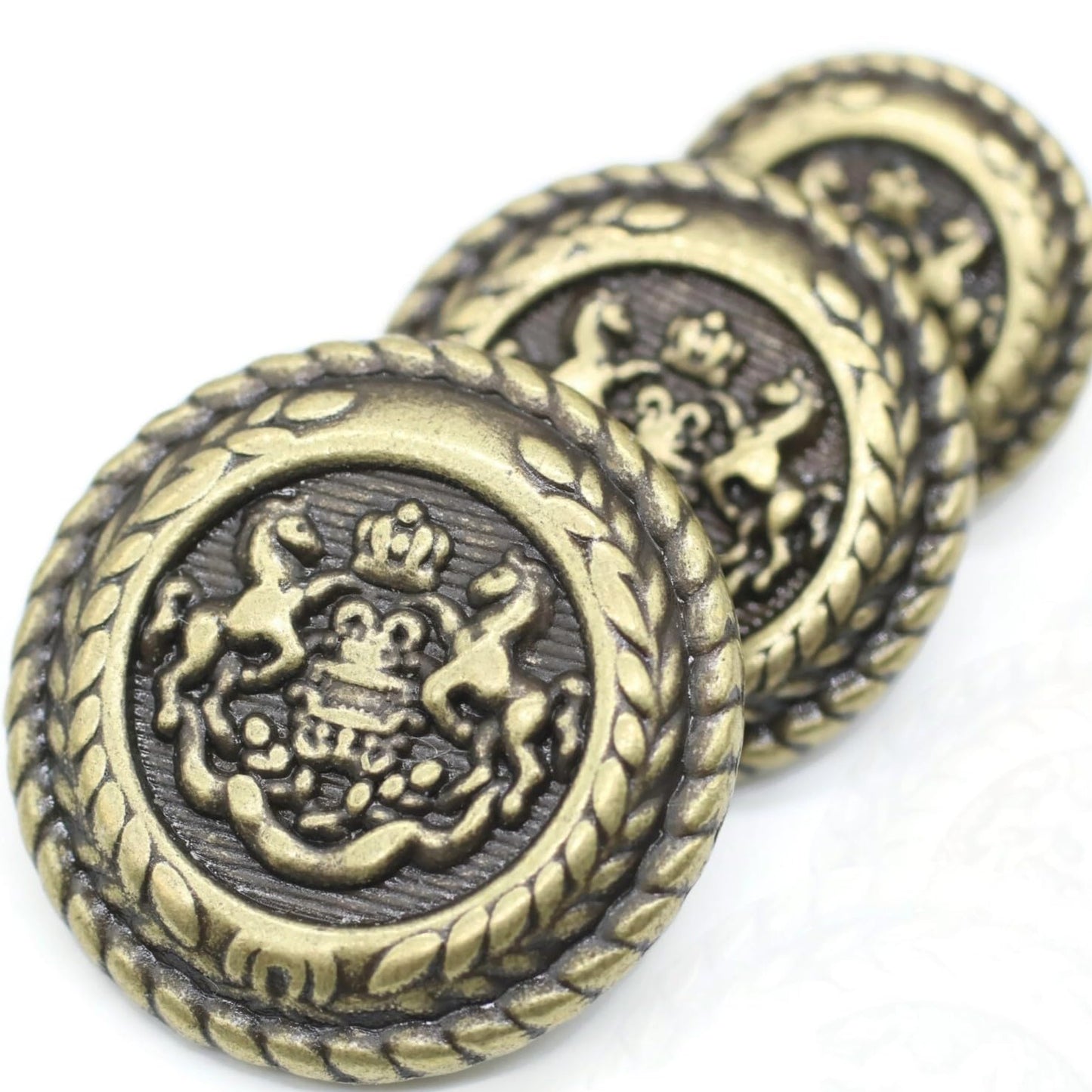 Gold Metal Shank Buttons - 12 Pcs - 3 Size Options - The Horse of Kingdom Round Metal Shank Buttons for Men Women Blazer Coat Uniform Shirt Suit and Jacket Sewing Craft DIY N4703