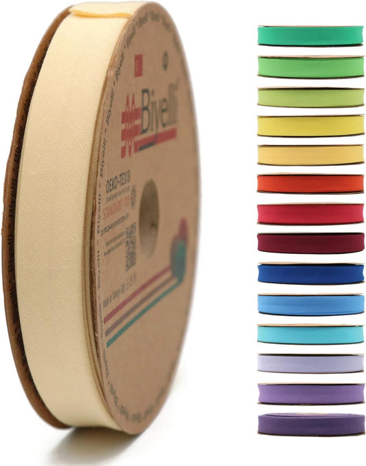 Cotton Fold Bias Tape - 3/4 Inches (20mm) Wide - 27 Yards - 65+ Colors - Single Fold Cotton Fold Bias Binding Tape for Sewing Clothing DIY (06. Sunbath Yellow) D06