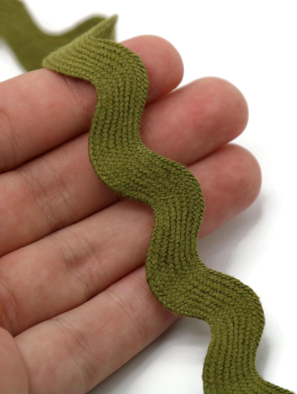 Cotton RIC Rac Trim - 3/4 Inch - 27 Yards - Wave Bending Fringe Trim Cotton Lace Ribbon RIC Rac Trim for Sewing Clothes Gift Wrapping Home Party Decoration CTR0205, Sage Green