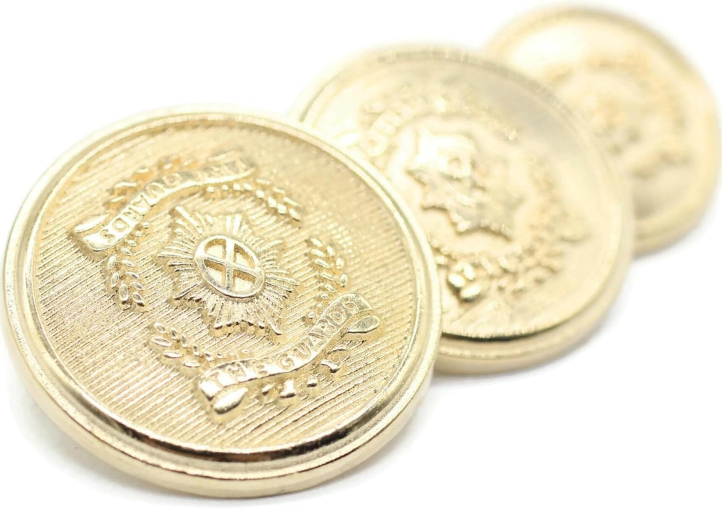 Gold Metal Shank Buttons - 12 Pcs - 3 Size Options - The Guards of Kingdom Round Metal Shank Buttons for Men Women Blazer Coat Uniform Shirt Suit and Jacket Sewing Craft DIY N3302