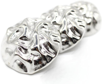 Wrinkle Silver Metal Shank Buttons - 12 Pcs - 3 Size Options - Luxury Wrinkle Round Wave Metal Shank Buttons for Men Women Blazer Coat Uniform Shirt Suit and Jacket Sewing Craft DIY N2601