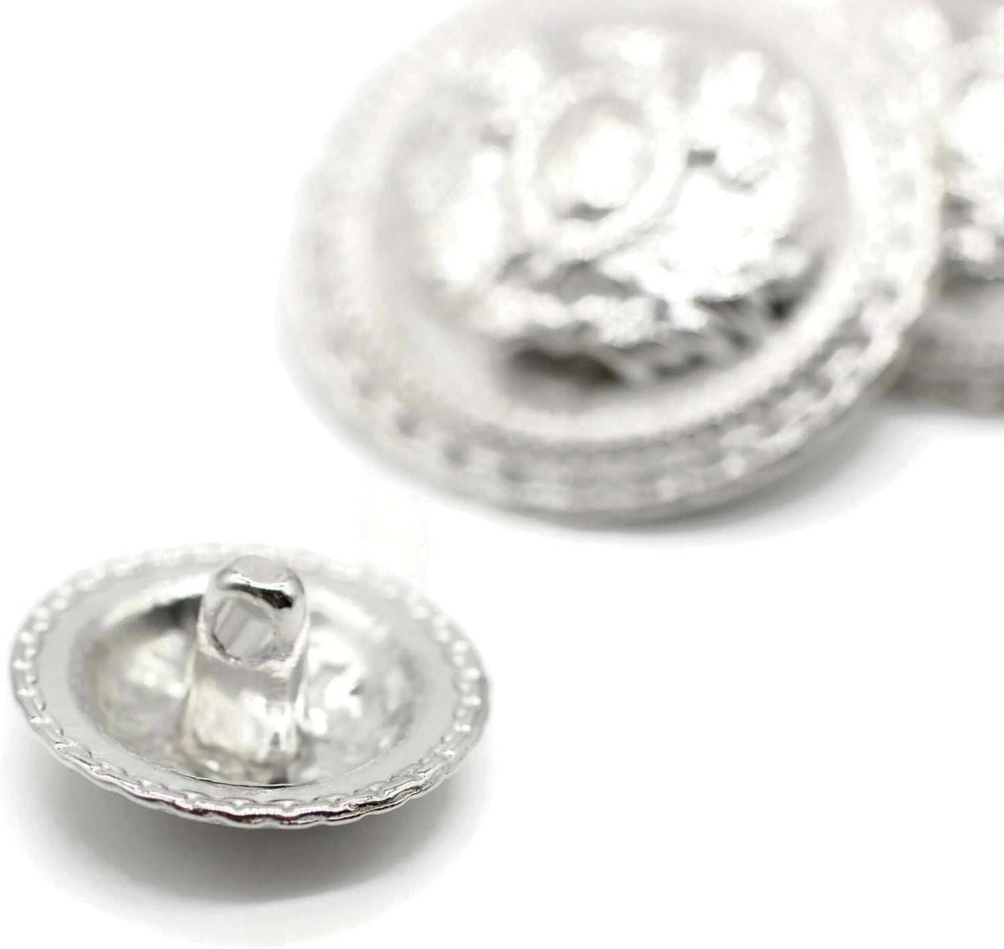 Silver Metal Shank Buttons - 12 Pcs - 2 Size Options - Luxury Horse Round Wave Metal Shank Buttons for Men Women Blazer Coat Uniform Shirt Suit and Jacket Sewing Craft DIY N10102