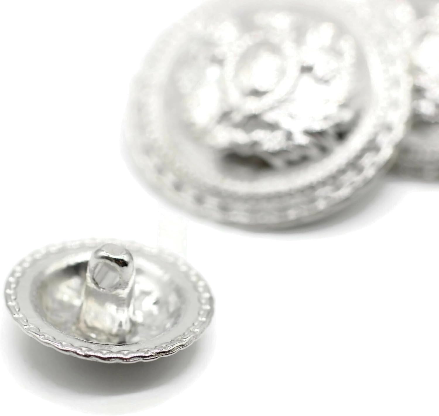 Silver Metal Shank Buttons - 12 Pcs - 2 Size Options - Luxury Horse Round Wave Metal Shank Buttons for Men Women Blazer Coat Uniform Shirt Suit and Jacket Sewing Craft DIY N10102