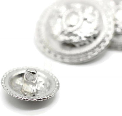 Silver Metal Shank Buttons - 12 Pcs - 2 Size Options - Luxury Horse Round Wave Metal Shank Buttons for Men Women Blazer Coat Uniform Shirt Suit and Jacket Sewing Craft DIY N10102