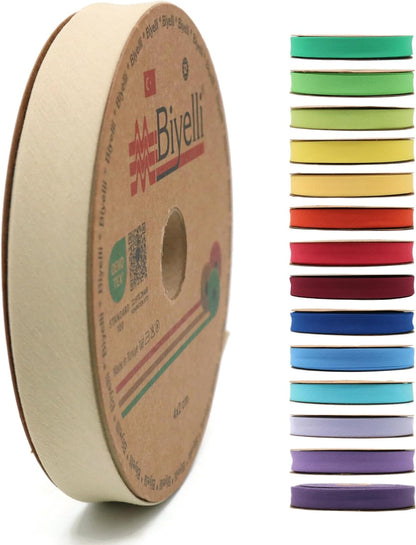 Cotton Fold Bias Tape - 3/4 Inches (20mm) Wide - 27 Yards - 65+ Colors - Single Fold Cotton Fold Bias Binding Tape for Sewing Clothing DIY (48. Camel) D48