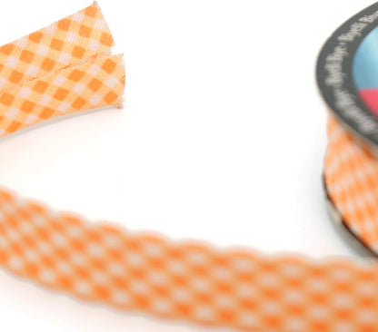 Cotton Fold Bias Binding Tape - 3/4 Inches (20mm) Wide - 27 Yards - Plaid Single Fold Cotton Fold Bias Binding Tape for Sewing Clothing DIY Orange E6