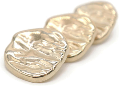 Wrinkle Gold Metal Shank Buttons - 12 Pcs - 3 Size Options - Luxury Wave Wrinkle Irregular Wave Metal Shank Buttons for Men Women Blazer Coat Uniform Shirt Suit and Jacket Sewing Craft DIY N16103