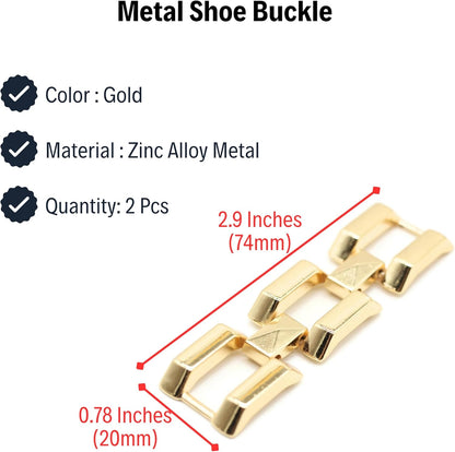 Metal Shoe Buckle - 2.9 Inch (74mm) - 2 Pcs - Gold Metal Shoe Buckle Shoelace Clips Metal Hinged Equestrian Buckles For Craft & Sewing Project BG1802