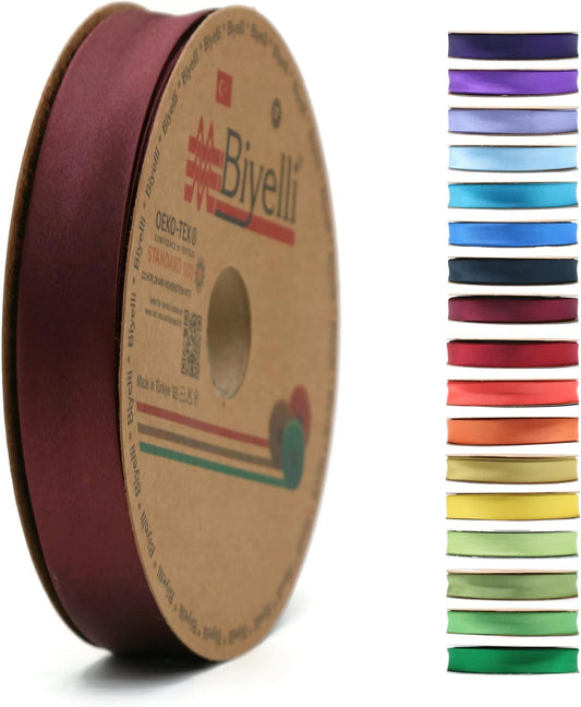 Fold Satin Bias Tape - 99+ Colors - 3/4 Inches Wide - 27 Yards - Fold Satin Binding Bias Ribbon Fabric Piping Bias Binding Tape for Sewing Clothing DIY (40. Mahogany) BYS40