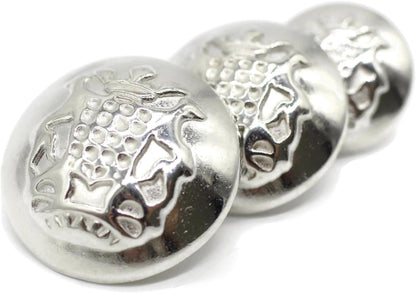 Silver Metal Shank Buttons - 12 Pcs - 3 Size Options - The Crown of Kingdom Round Metal Shank Buttons for Men Women Blazer Coat Uniform Shirt Suit and Jacket Sewing Craft DIY N8102