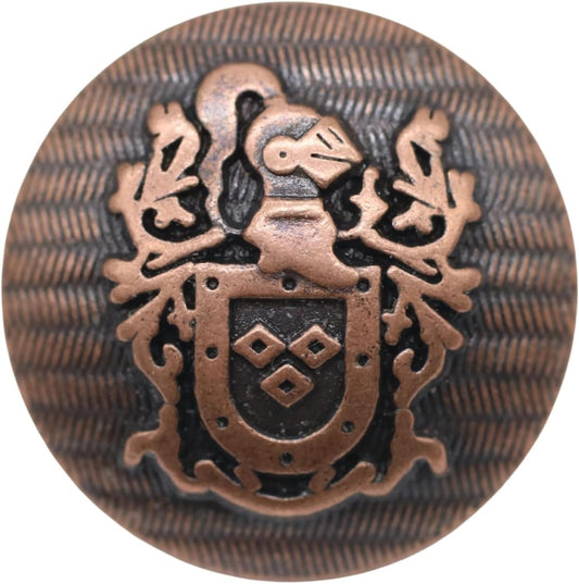 Antique Copper Metal Shank Buttons - 12 Pcs - 3 Size Options - The Knight of Kingdom Round Metal Shank Buttons Vintage for Men Women Blazer Coat Uniform Shirt Suit and Jacket Sewing Craft DIY N19403