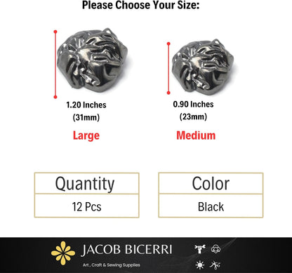 Black Metal Shank Buttons - 12 Pcs - 2 Size Options - Wrinkle Irregular Metal Shank Buttons or Men Women Blazer Coat Uniform Shirt Suit and Jacket Sewing Craft DIY EM0302