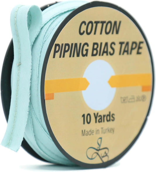 Piping Trim Bias Tape with Cord - 10 Yards - 65+ Colors - 1/2 Inch Decorative Sewing Trim for Upholstery Cushions Home Décor Crafting Clothing - Durable Cotton - Arctic Blue ID64