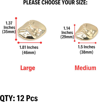 6 Piece Gold Metal Shank Buttons for Coat, Blazer, Craft and Sewing – Irregular Shape Designer Buttons for Clothes and DIY Projects - E08M