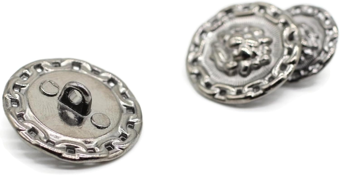 Black Metal Shank Buttons - 12 Pcs - 3 Size Options - Lion Round Metal Shank Buttons for Men Women Blazer Coat Uniform Shirt Suit and Jacket Sewing Craft DIY N2103