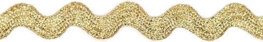 Glitter RIC Rac Trim - 3/8 Inch (10mm) - 5 Yards - Gold Wave Bending Fringe Trim Glitter Lace Ribbon RIC Rac Trim for Sewing Clothes Gift Wrapping Home Party Decoration GL0305