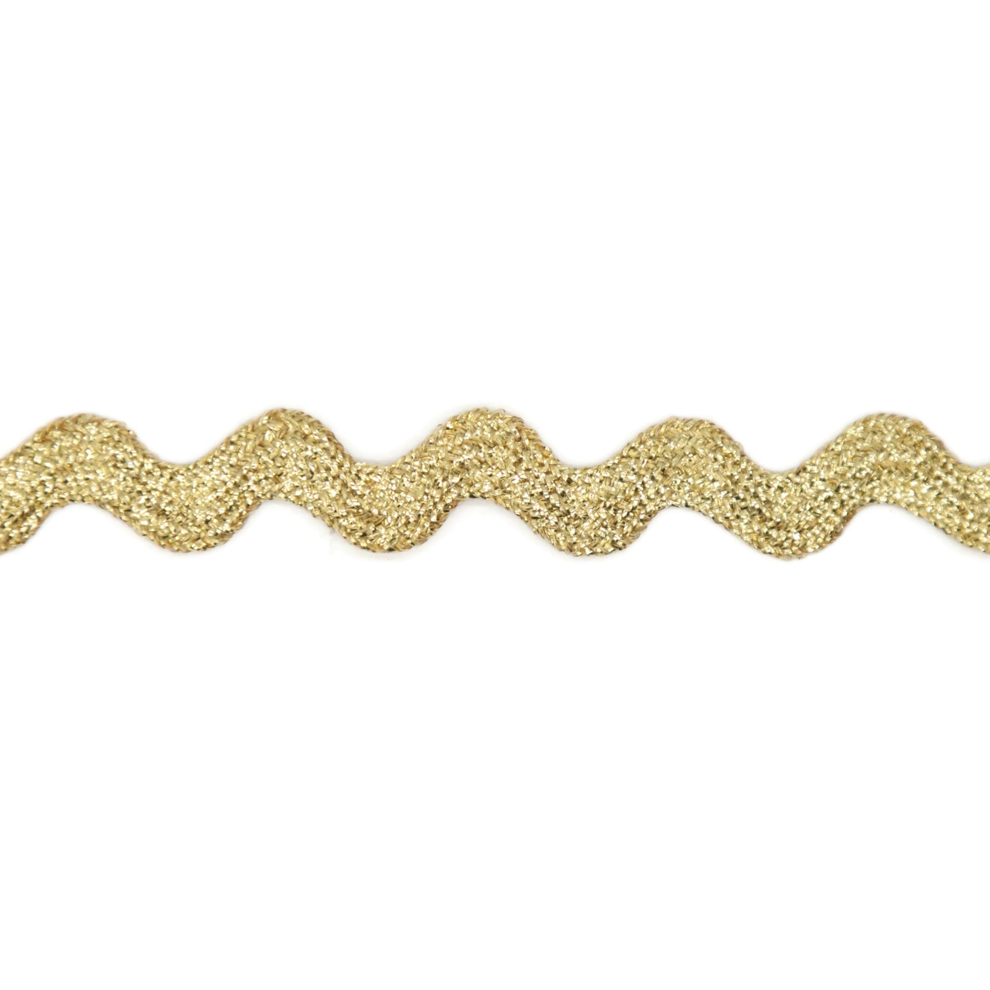 Glitter RIC Rac Trim - 3/8 Inch (10mm) - 5 Yards - Gold Wave Bending Fringe Trim Glitter Lace Ribbon RIC Rac Trim for Sewing Clothes Gift Wrapping Home Party Decoration GL0305