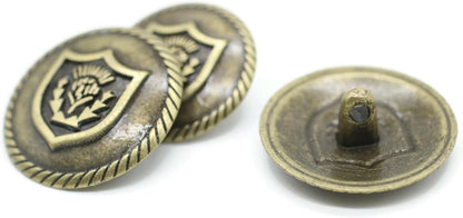 Bronze Metal Shank Buttons - 12 Pcs - 3 Size Options - Floral Round Metal Shank Buttons for Men Women Blazer Coat Uniform Shirt Suit and Jacket Sewing Craft DIY N18803