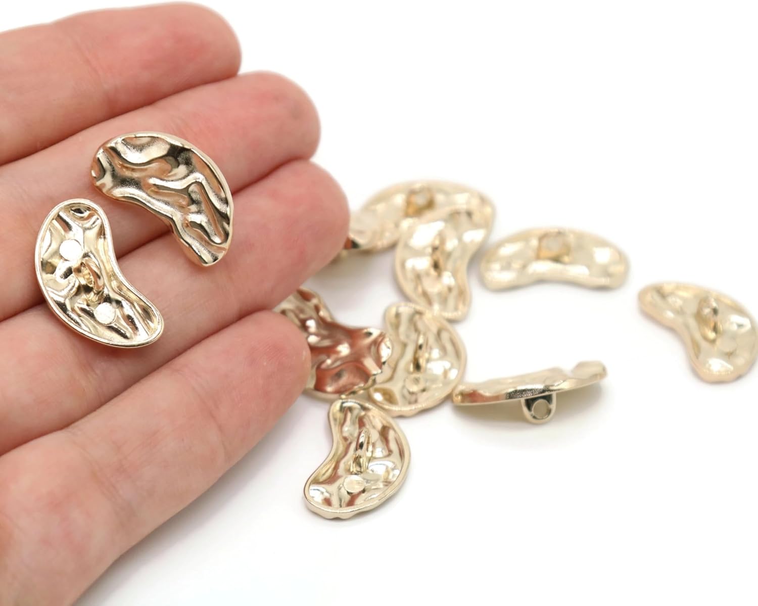 12 Pcs Irregular Gold Metal Shank Buttons for Coat, Blazer, Dress, and Craft – Lightweight Textured Sewing Buttons Set E09S