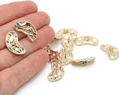 12 Pcs Irregular Gold Metal Shank Buttons for Coat, Blazer, Dress, and Craft – Lightweight Textured Sewing Buttons Set E09S