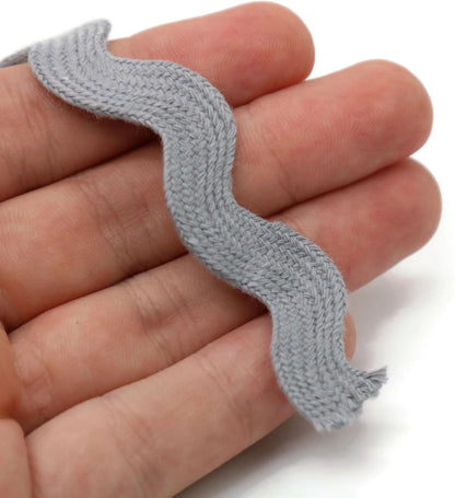 Cotton RIC Rac Trim - 3/4 Inch - 27 Yards - Wave Bending Fringe Trim Cotton Lace Ribbon RIC Rac Trim for Sewing Clothes Gift Wrapping Home Party Decoration CTR0212, Gray