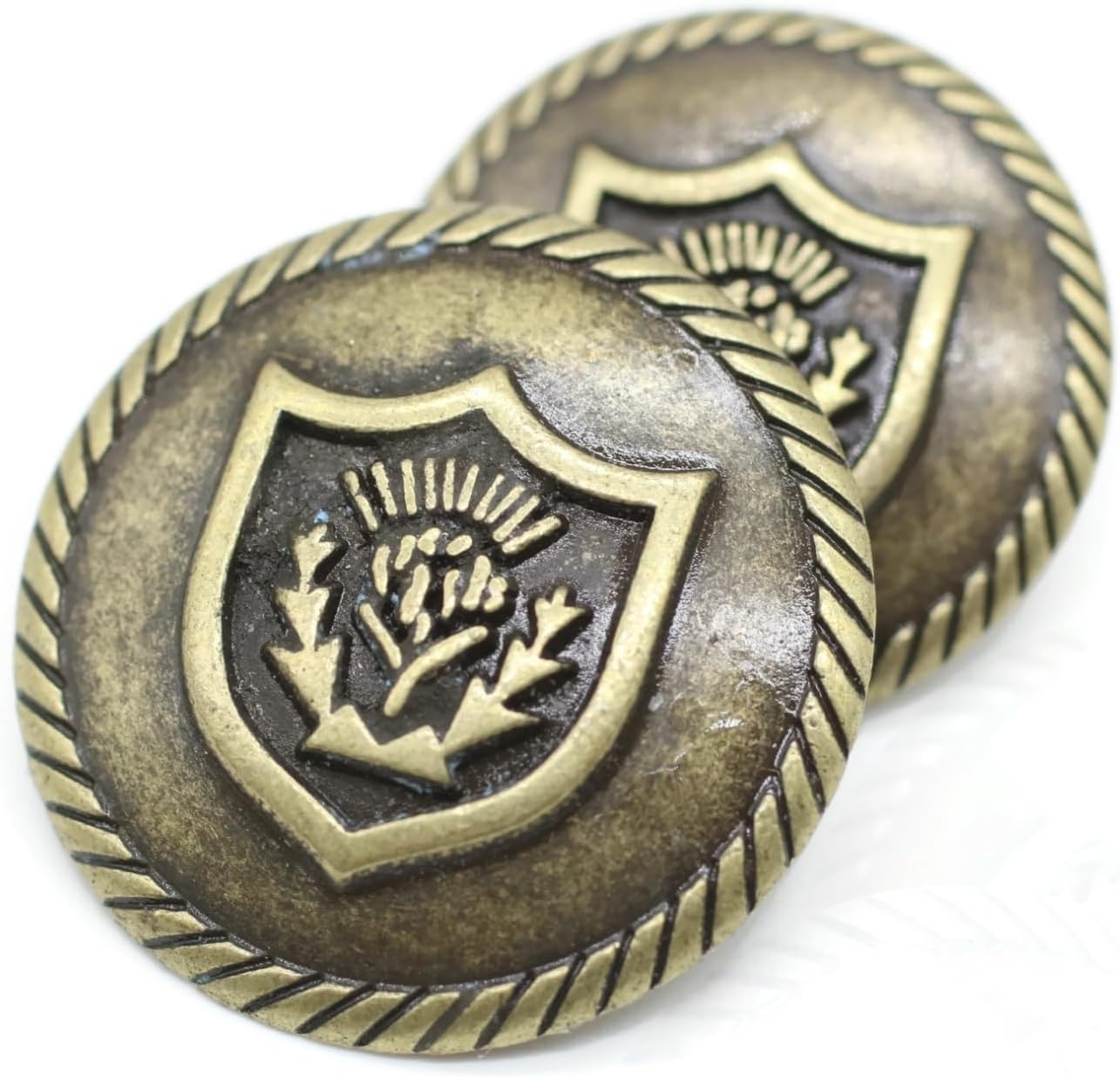 Bronze Metal Shank Buttons - 12 Pcs - 3 Size Options - Floral Round Metal Shank Buttons for Men Women Blazer Coat Uniform Shirt Suit and Jacket Sewing Craft DIY N18803