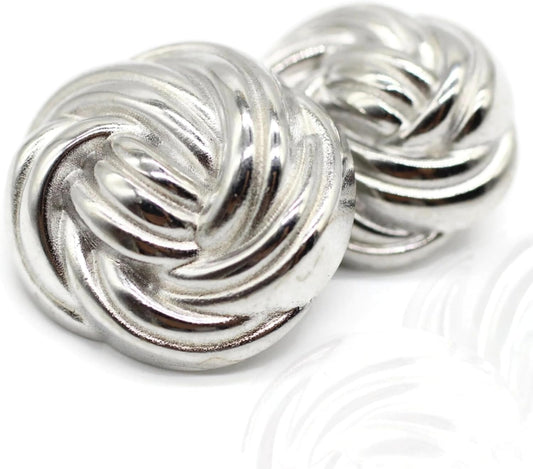 Floral Silver Metal Shank Buttons - 12 Pcs - 3 Size Options - Luxury Floral Round Wave Metal Shank Buttons for Men Women Blazer Coat Uniform Shirt Suit and Jacket Sewing Craft DIY FLR9323