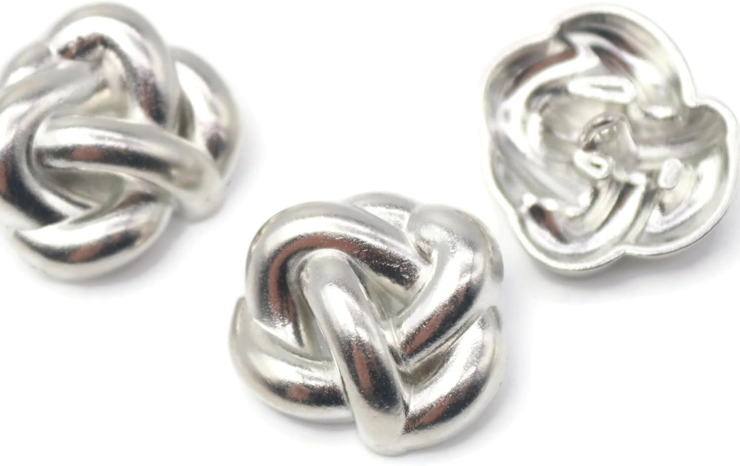 Knot Silver Metal Shank Buttons - 12 Pcs - 4 Size Options - Knot Irregular Metal Shank Buttons for Men Women Blazer Coat Uniform Shirt Suit and Jacket Sewing Craft DIY EM0501