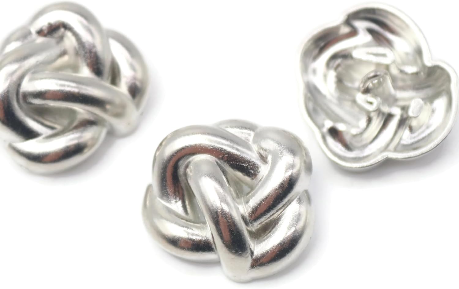 Knot Silver Metal Shank Buttons - 12 Pcs - 4 Size Options - Knot Irregular Metal Shank Buttons for Men Women Blazer Coat Uniform Shirt Suit and Jacket Sewing Craft DIY EM0501
