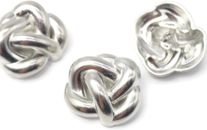 Knot Silver Metal Shank Buttons - 12 Pcs - 4 Size Options - Knot Irregular Metal Shank Buttons for Men Women Blazer Coat Uniform Shirt Suit and Jacket Sewing Craft DIY EM0501