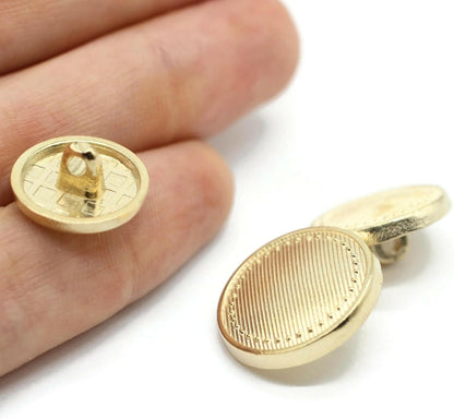 Gold Metal Shank Buttons - 12 Pcs - 3 Size Options - Striped Star Round Metal Shank Buttons for Men Women Blazer Coat Uniform Shirt Suit and Jacket Sewing Craft DIY N3503