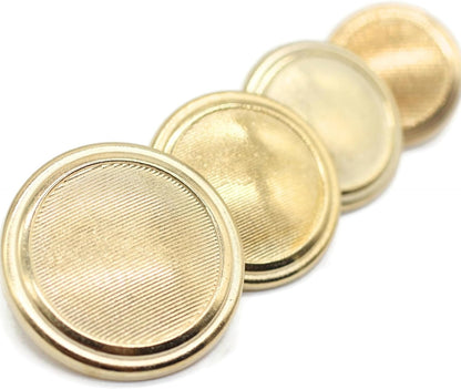 Gold Metal Shank Buttons - 12 Pcs - 4 Size Options - Striped Flat Round Metal Shank Buttons for Men Women Blazer Coat Uniform Shirt Suit and Jacket Sewing Craft DIY N5504
