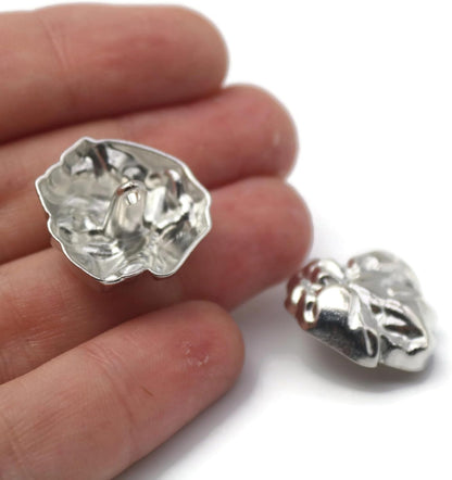 Silver Metal Shank Buttons - 12 Pcs - 2 Size Options - Wrinkle Irregular Metal Shank Buttons or Men Women Blazer Coat Uniform Shirt Suit and Jacket Sewing Craft DIY EM0202