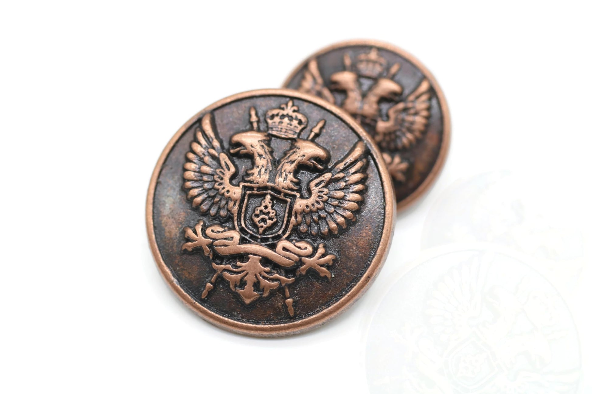 Bronze Metal Shank Buttons - 12 Pcs - 3 Size Options - Luxury Eagle Round Wave Metal Shank Buttons for Men Women Blazer Coat Uniform Shirt Suit and Jacket Sewing Craft DIY N14903