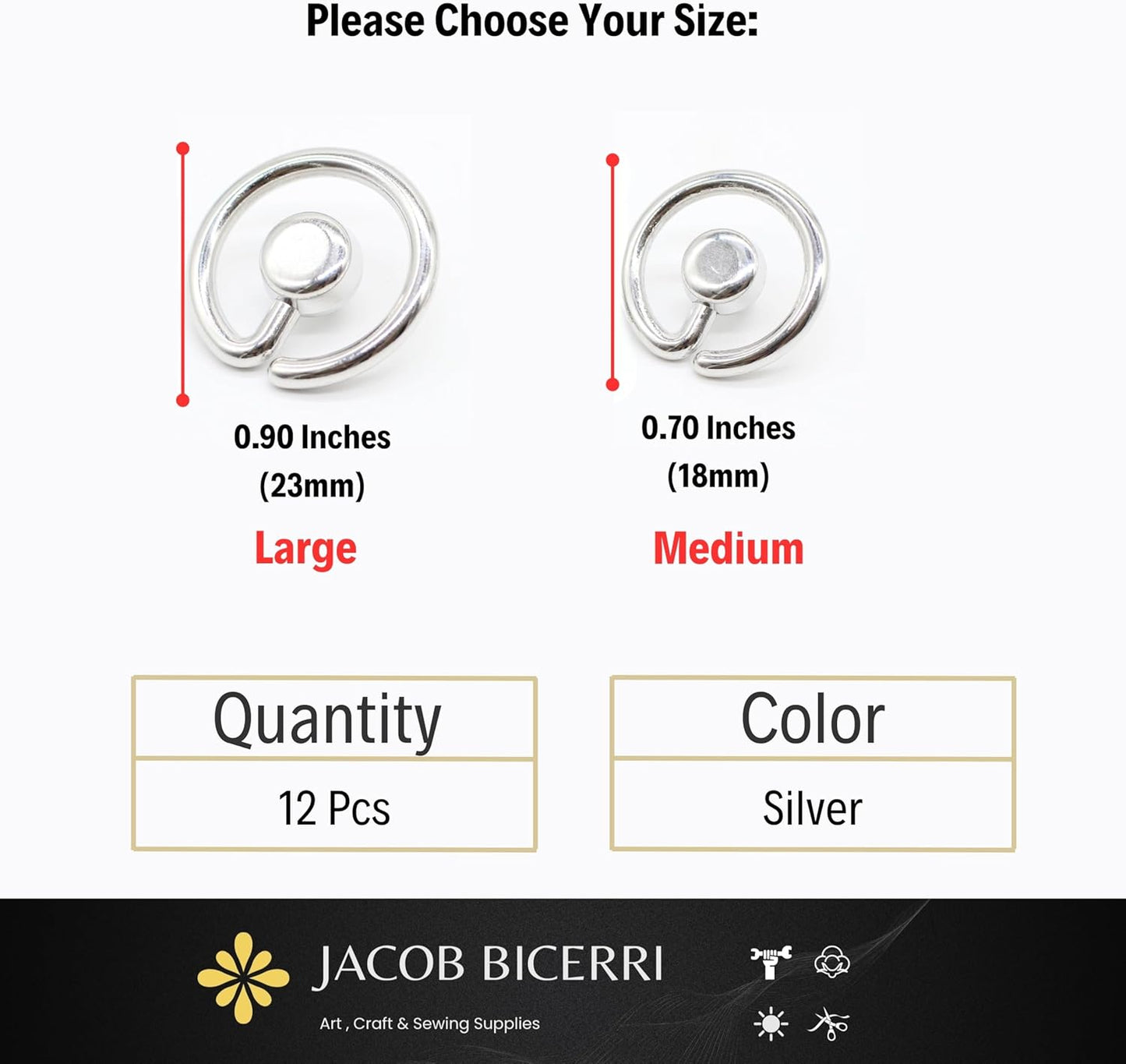 Silver Metal Shank Buttons - 12 Pcs - 2 Size Options - Luxury Flat Round Wave Metal Shank Buttons for Men Women Blazer Coat Uniform Shirt Suit and Jacket Sewing Craft DIY N8902