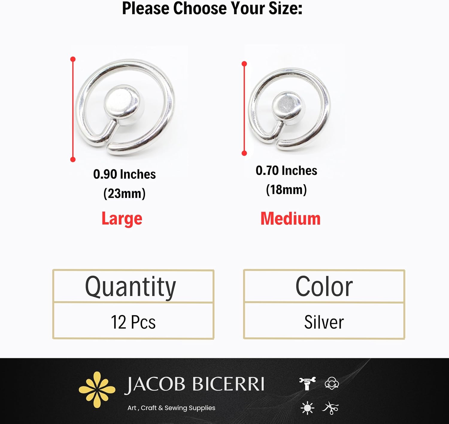 Silver Metal Shank Buttons - 12 Pcs - 2 Size Options - Luxury Flat Round Wave Metal Shank Buttons for Men Women Blazer Coat Uniform Shirt Suit and Jacket Sewing Craft DIY N8902