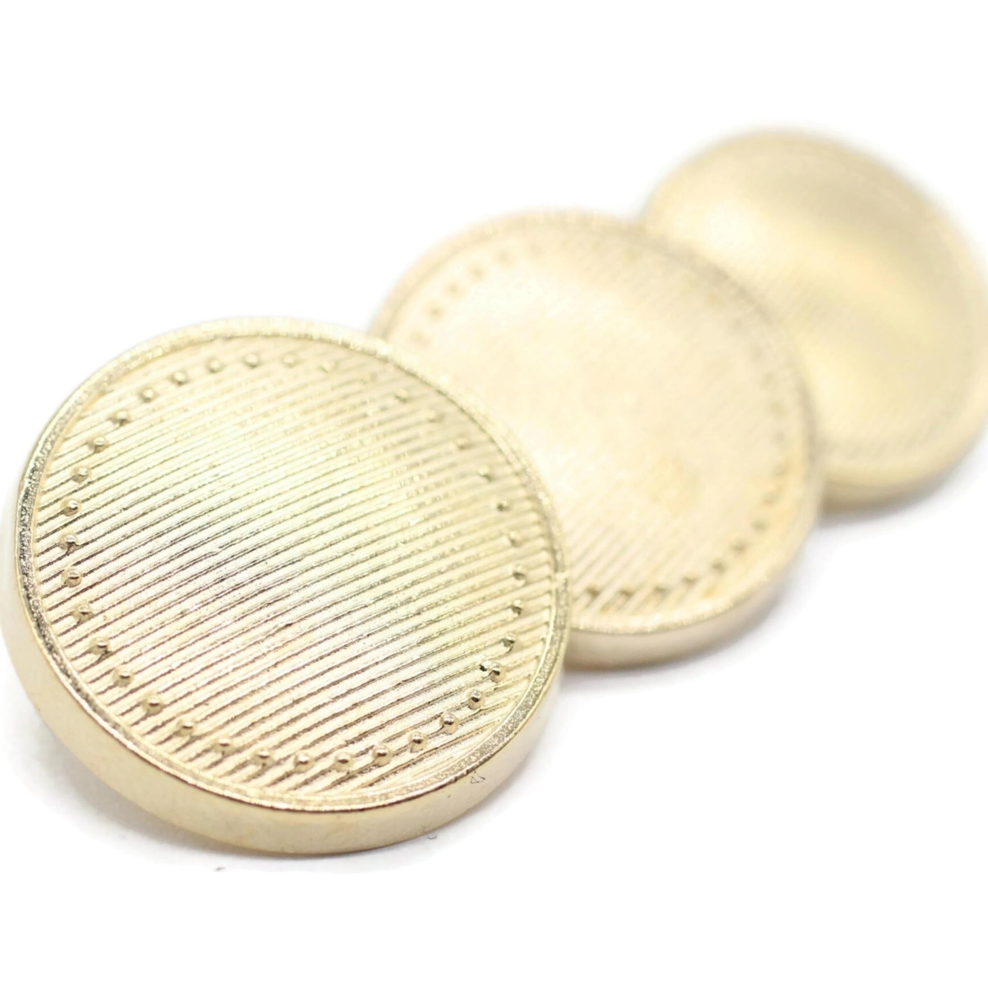 Gold Metal Shank Buttons - 12 Pcs - 3 Size Options - Luxury Striped Stars Round Metal Shank Buttons for Men Women Blazer Coat Uniform Shirt Suit and Jacket Sewing Craft DIY N3501