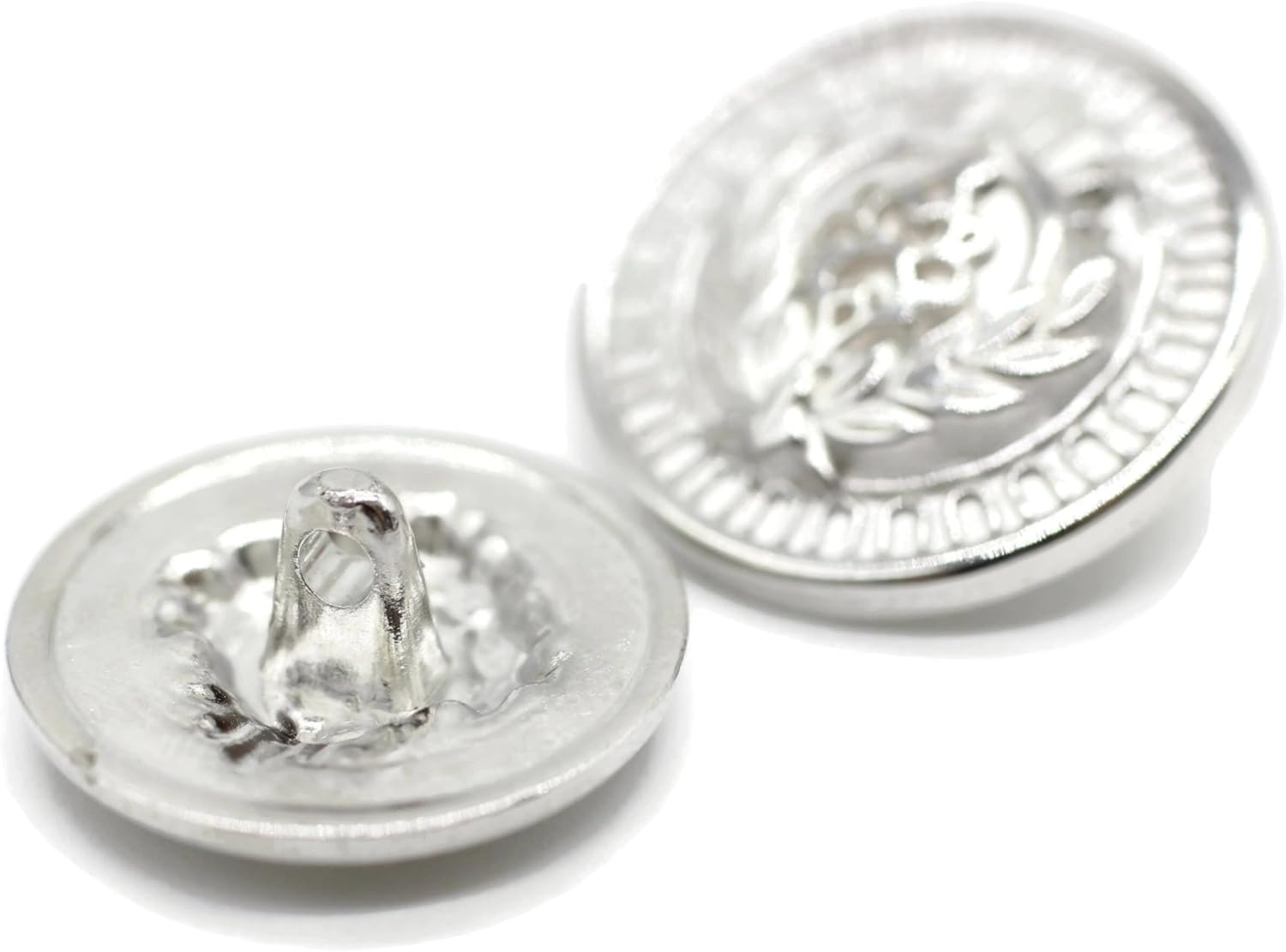 Silver Metal Shank Buttons - 12 Pcs - 3 Size Options - Luxury Floral Rome Round Wave Metal Shank Buttons for Men Women Blazer Coat Uniform Shirt Suit and Jacket Sewing Craft DIY N9603