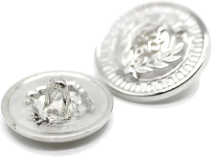 Silver Metal Shank Buttons - 12 Pcs - 3 Size Options - Luxury Floral Rome Round Wave Metal Shank Buttons for Men Women Blazer Coat Uniform Shirt Suit and Jacket Sewing Craft DIY N9603