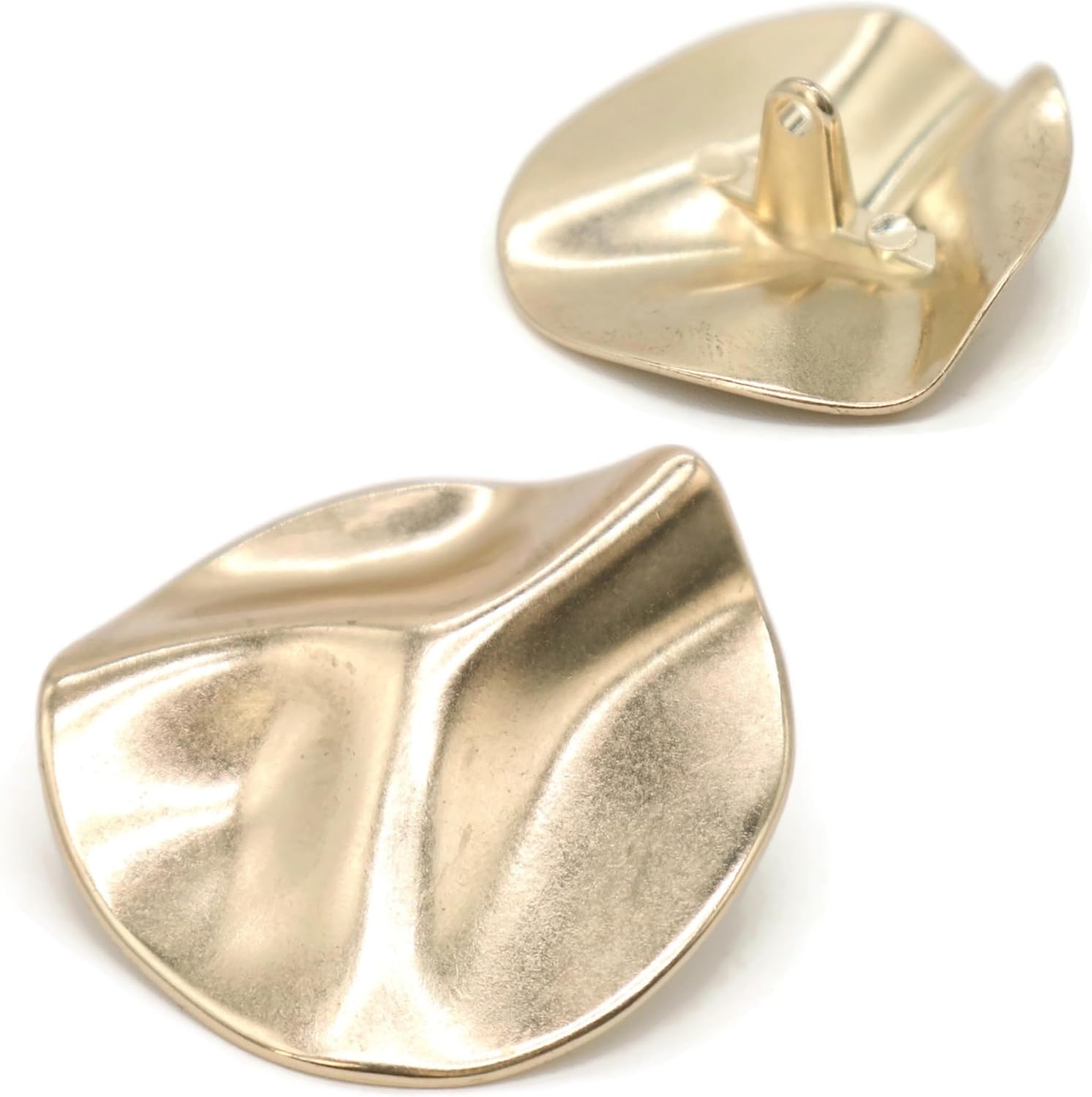 Gold Metal Shank Buttons - 12 Pcs - 3 Size Options - Wavy Irregular Metal Shank Buttons Large for Men Women Blazer Coat Uniform Shirt Suit and Jacket Sewing Craft DIY EM16403