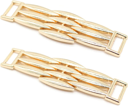 Metal Shoe Buckle - 2.8 Inch (72mm) - 2 Pcs - Gold Metal Shoe Buckle Shoelace Clips Metal Hinged Equestrian Buckles For Craft & Sewing Project BG0702