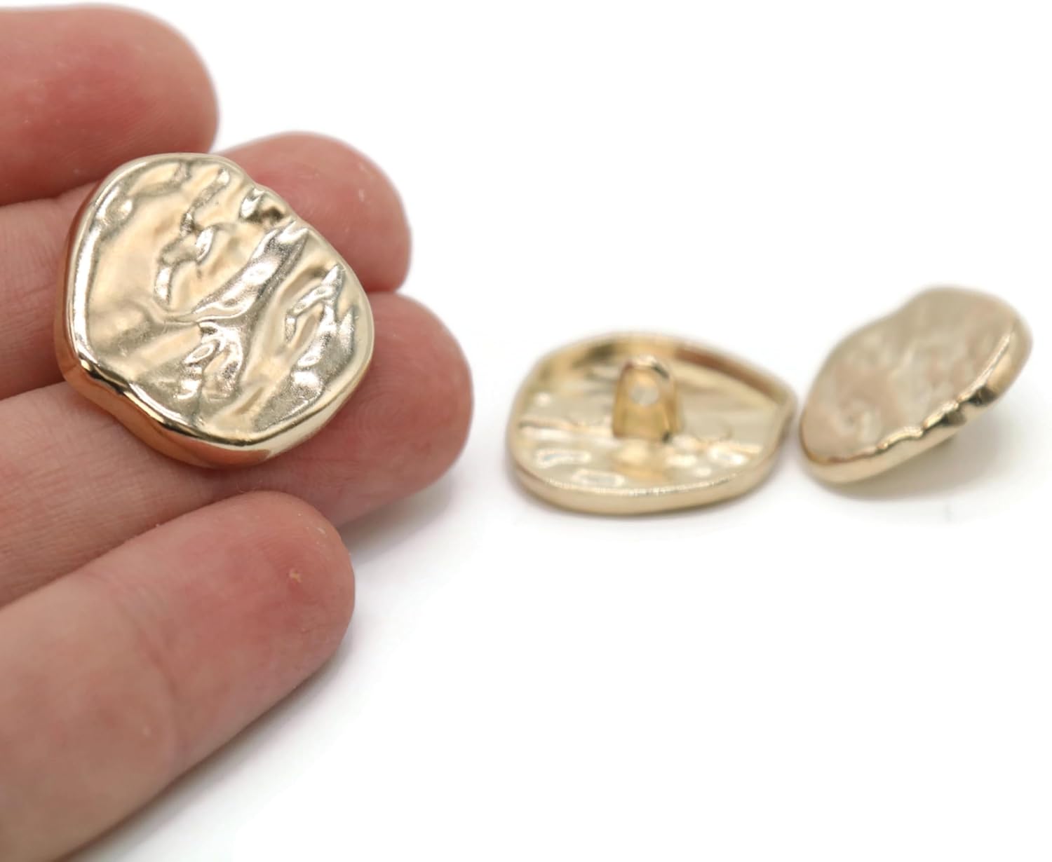 Wrinkle Gold Metal Shank Buttons - 12 Pcs - 3 Size Options - Luxury Wave Wrinkle Irregular Wave Metal Shank Buttons for Men Women Blazer Coat Uniform Shirt Suit and Jacket Sewing Craft DIY N16103