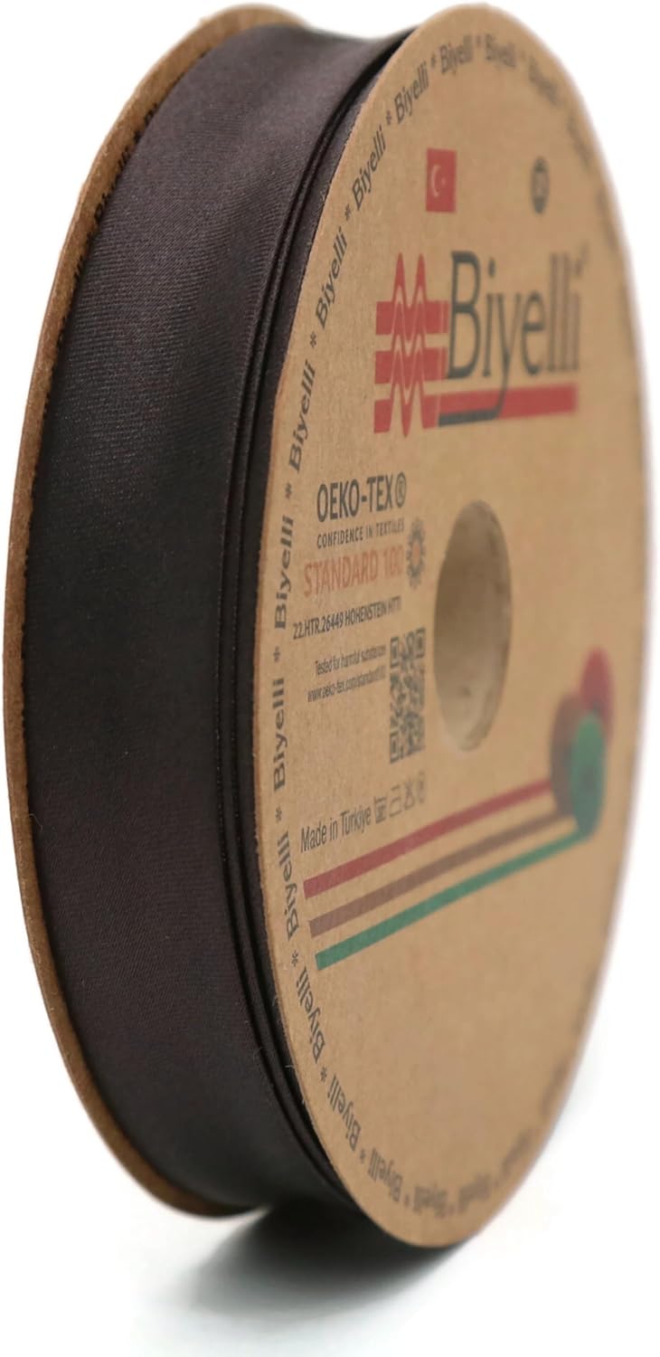 Fold Satin Bias Tape - 99+ Colors - 3/4 Inches Wide - 27 Yards - Fold Satin Binding Bias Ribbon Fabric Piping Bias Binding Tape for Sewing Clothing DIY (23. Coffee) BYS23