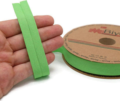 Cotton Fold Bias Tape - 3/4 Inches (20mm) Wide - 27 Yards - 65+ Colors - Single Fold Cotton Fold Bias Binding Tape for Sewing Clothing DIY (09. Apple Green) D09