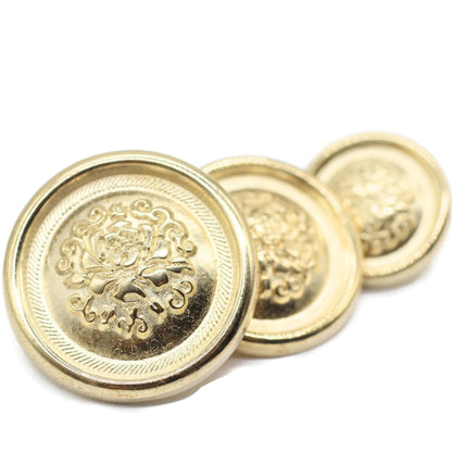 Bronze Metal Shank Buttons - 12 Pcs - 3 Size Options - Floral Round Metal Shank Buttons for Men Women Blazer Coat Uniform Shirt Suit and Jacket Sewing Craft DIY N17901