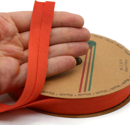 Cotton Fold Bias Tape - 3/4 Inches (20mm) Wide - 27 Yards - 65+ Colors - Single Fold Cotton Fold Bias Binding Tape for Sewing Clothing DIY (17. Carnation) D17