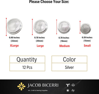 Silver Metal Shank Buttons - 12 Pcs - 4 Size Options - Striped Round Metal Shank Buttons for Men Women Blazer Coat Uniform Shirt Suit and Jacket Sewing Craft DIY N8301